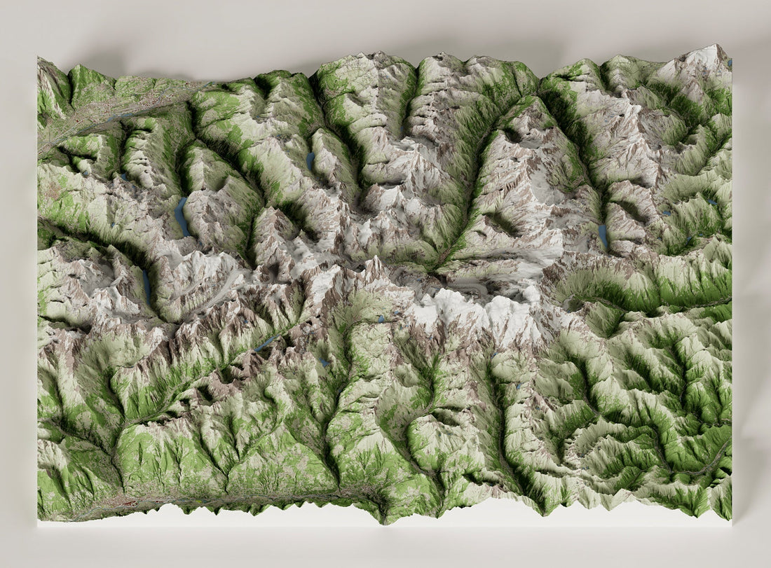 Cartina 3D Monte Rosa, Cervino, Grand Combin / 3D map of Monte Rosa, Matterhorn and Grand Combin