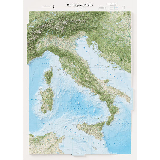 Cartina murale fisica dell'Italia - Formato 100x140 cm