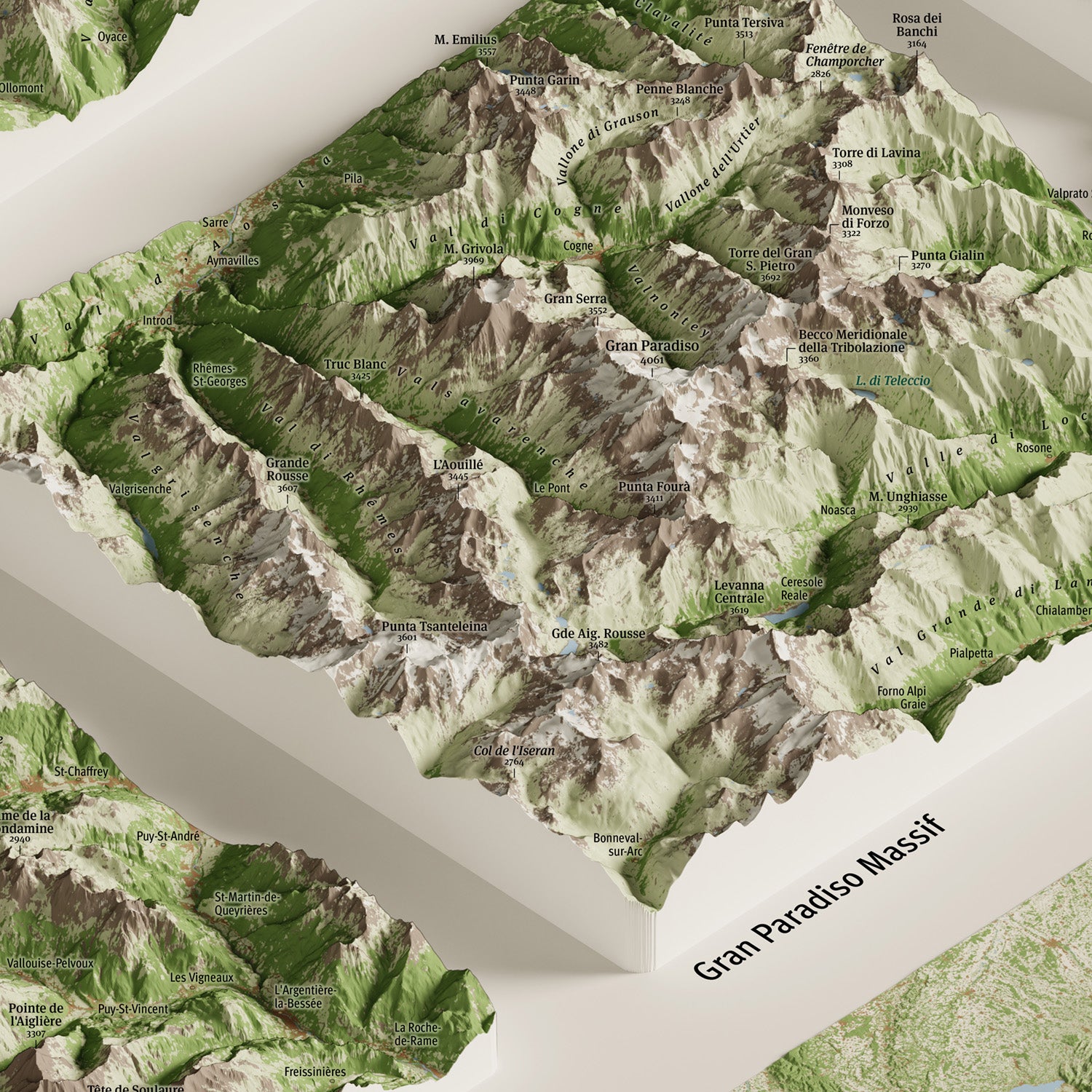 Mappa panoramica 3D dei 4000 delle Alpi – massiccio del Gran Paradiso · 3D panoramic map of the Alpine 4000m summits – Gran Paradiso massif