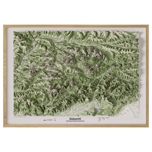 Cartina panoramica 3D delle Dolomiti con cornice