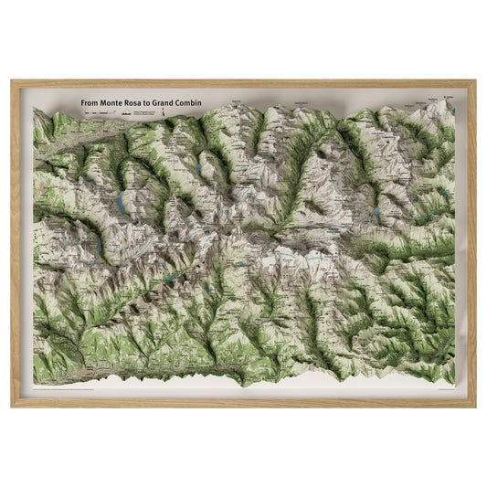 Dal Monte Rosa al Grand Combin – Mappa panoramica in proiezione obliqua
